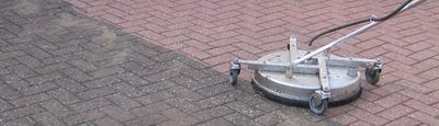 Driveway cleaning in Leeds using our Mosmatic surface cleaner.