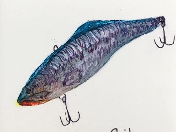 “Blue Shad Lure” Cards Alcohol Ink ain’t in good printed on cards. BLank Inside. Pkge of 6 cards and