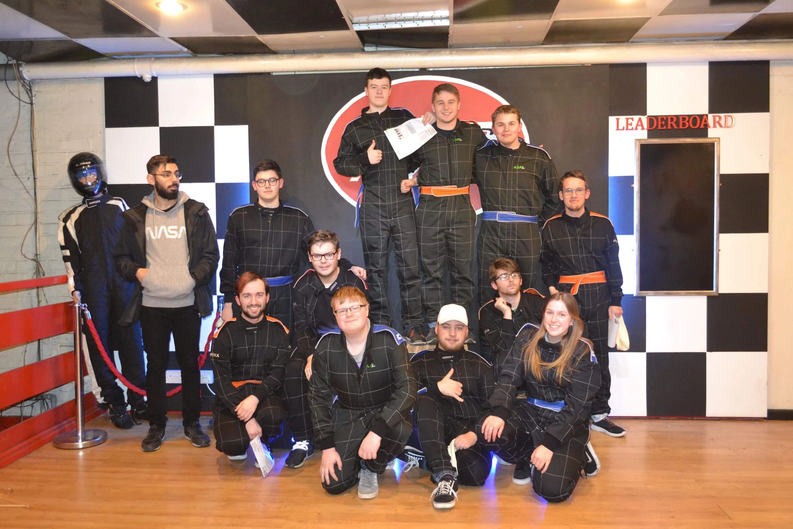 Winners' podium corporate karting event Gloucester