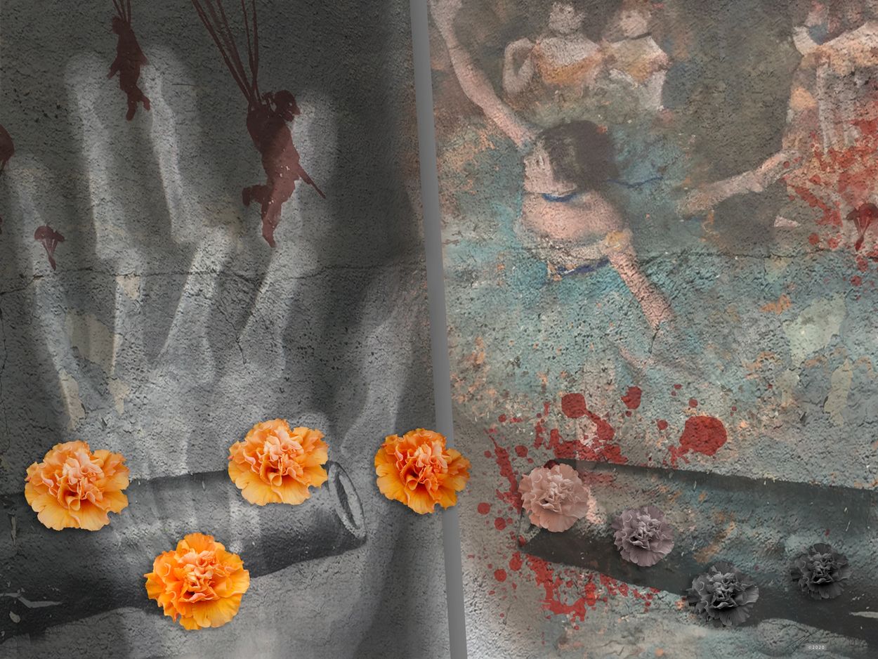 Marvin Berk, Edouard Manet vs war. photomontage, 2020, San Miguel de Allende.