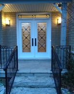 double entry doors with custom transom
