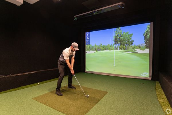 Man in ballcap holding a golf club in a Professional Golf Simulator