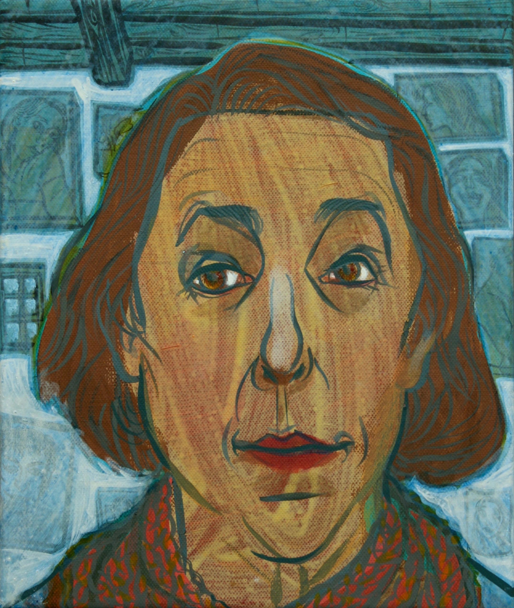 Studio Portrait, gouache & acrylic on canvas, 25x35 cm, 2017