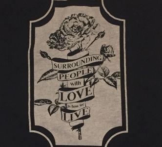 how we live shirt a thorny rose wrapped in a ribbon of text suggesting we love even when difficult