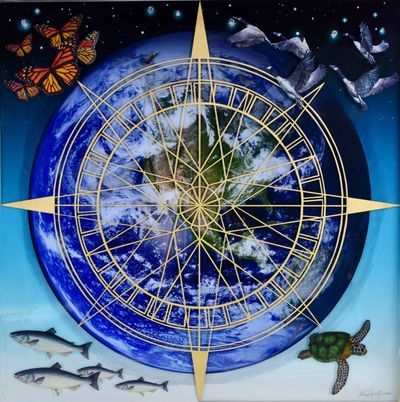 To you I will Always Return-  Mixed Media, painting, resin, paper, glass