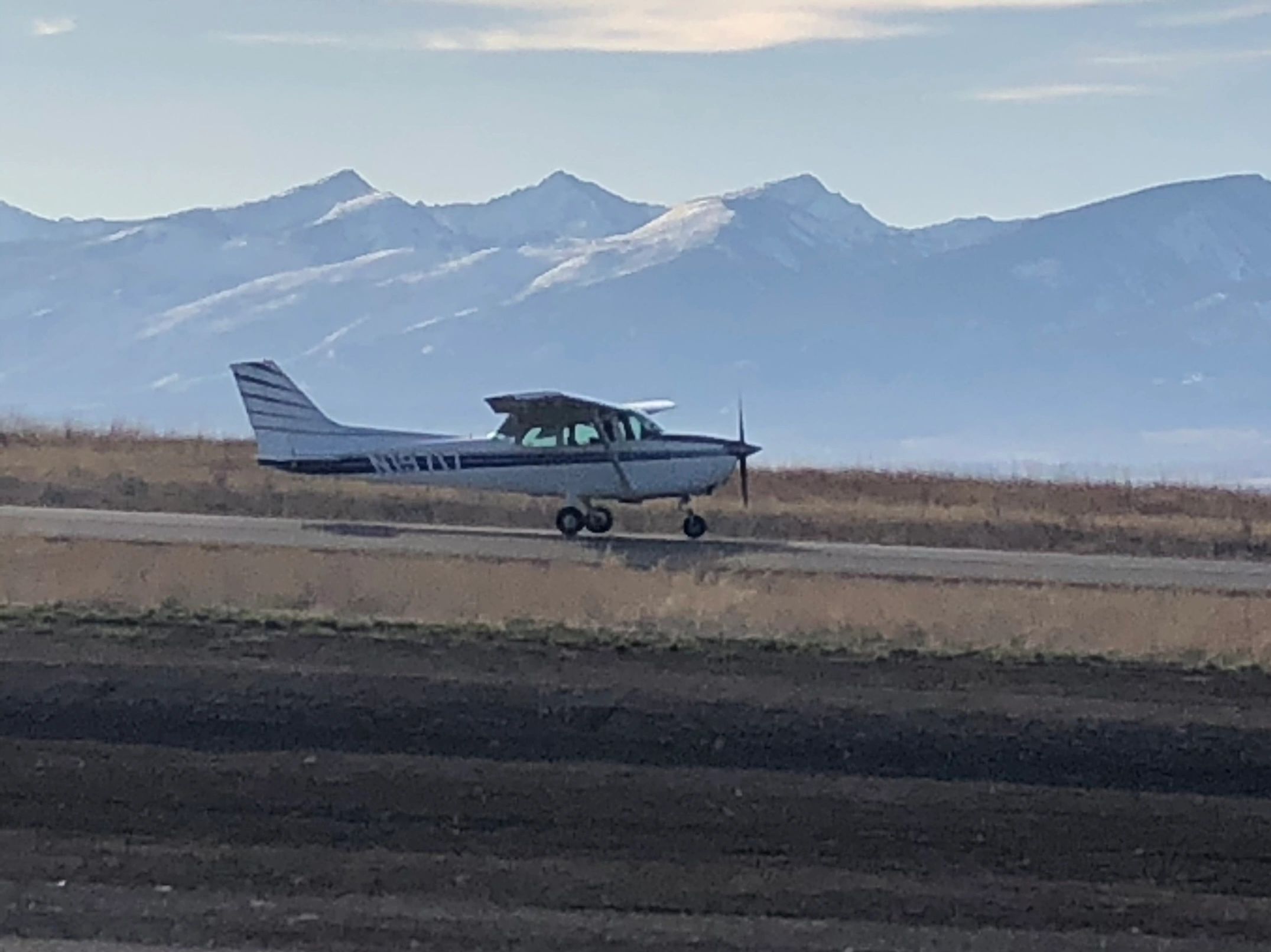 Landing a Cessna 172 on a solo flight.