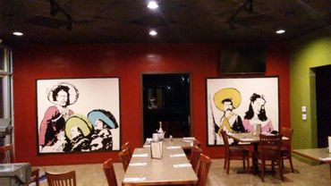 Papi's Mex Grill Restaurant mural In Fresno CA. Painted in 2017