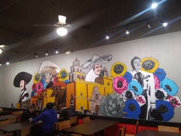 Taqueria yarelis restaurant mural in Fresno CA. Painted in 2019