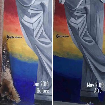 Frank Sinatra mural Restoration at K Jewel Radio Art gallery in Fresno CA. Restored in 2019