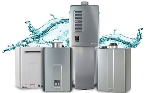 Multiple tankless water heaters displayed – emphasizing options for Airdrie and Calgary homeowners.