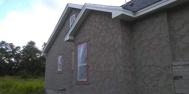 Exterior stucco install on new home.
