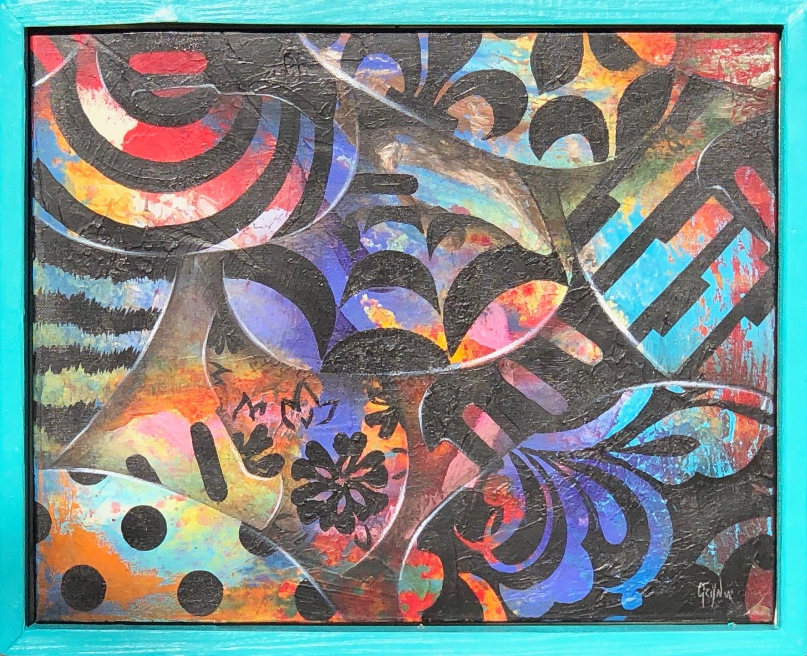 Melodic riff is part of a set of musical themed paintings I did with custom frames