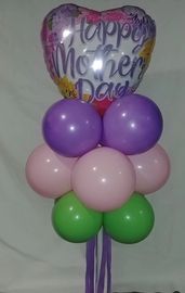 Celebration pole, centerpiece, garland, heart. Mother's Day, party, pastel ribbon flow, pink green