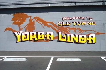 Hand Painted Sign. City of Yorba Linda Welcome logo.