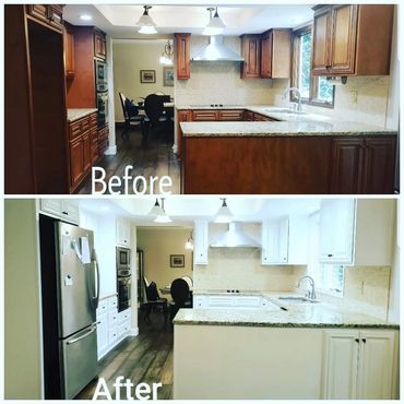 before and after painted kitchen cabinets,