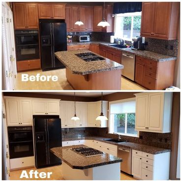 before and after painted kitchen cabinets