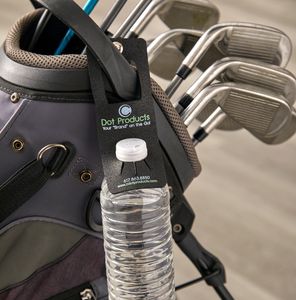 Customized branded beverage bottle holder on the golf course  - make it a great keepsake! 