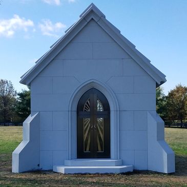 Large barre gray walk-in mausoleum