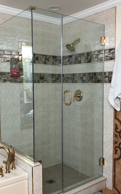 frameless glass shower enclosure with door