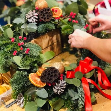 Christmas wreath making workshop Dorset