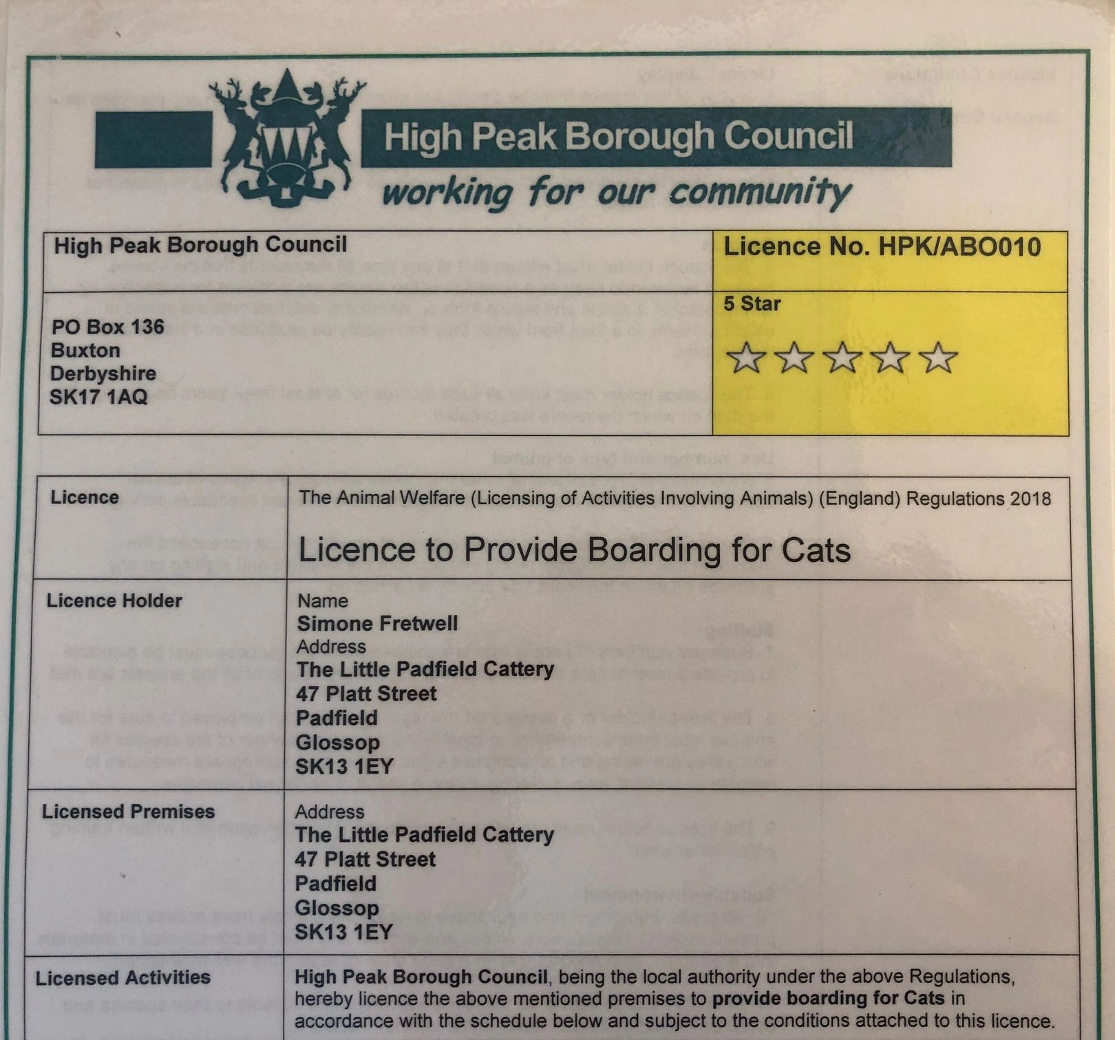 The Little Padfield Cattery accreditations