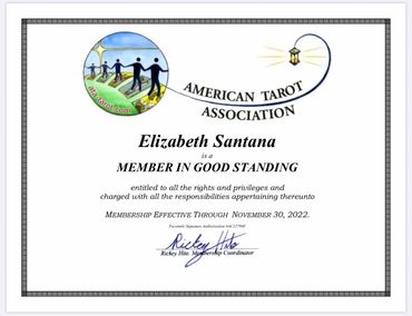 American Tarot Association Membership Certificate