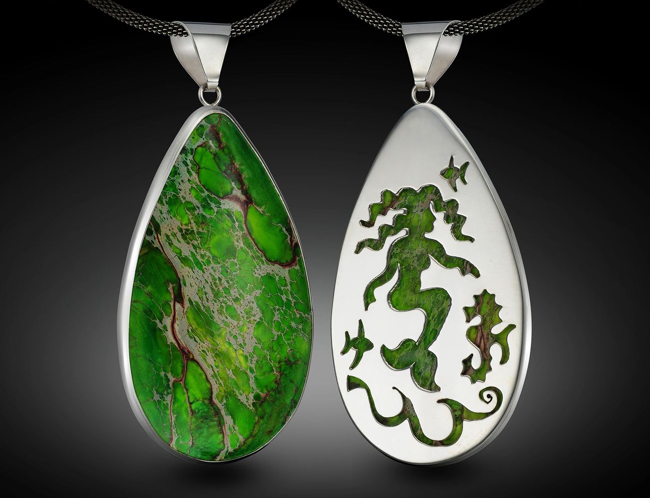 reversible sterling silver mermaid pendant