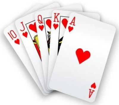 poker hand five cards showing a royal flush