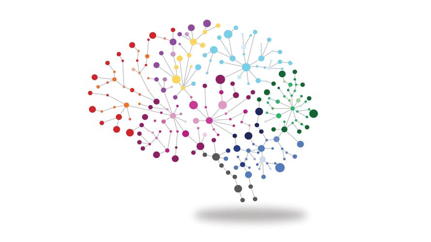 Logo of connectingthedots representing a colorful human brain with the dots connected.