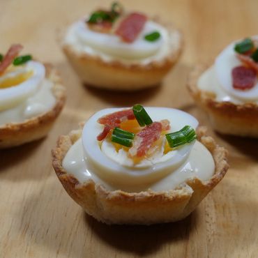 Quails Egg and Bacon Croustade Canape