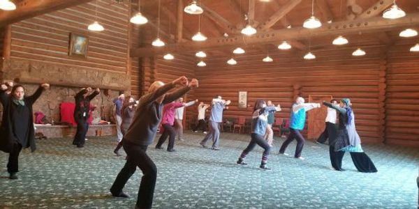 Qi gong workshop at an event.