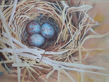 nest with eggs painting