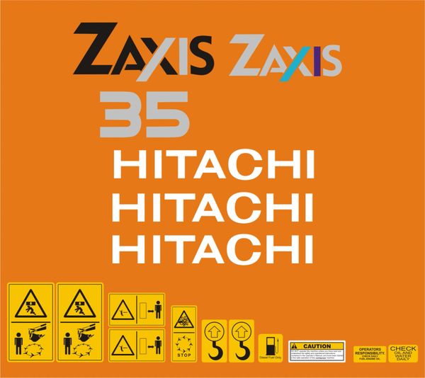 Hitachi Zaxis 35 Mini Digger Decal Set