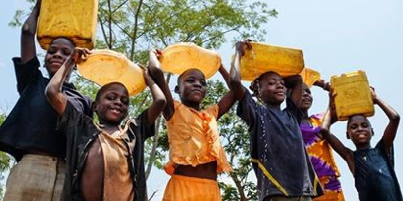 Water we brought to the village by having a well drilled with donations from a RadioCave campaign.
