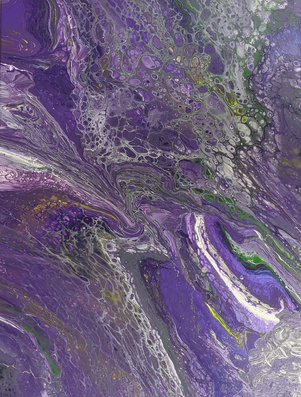 fluid abstract glow in the dark purple acrylic pouring painting storm violet storm 