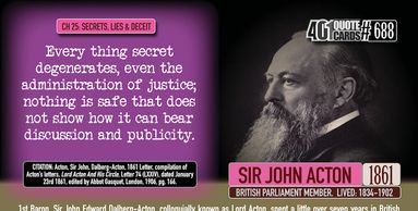 Sir John Acton quote on the dangers of secrecy from the 401 Quote Card Series by Genpopmedia.