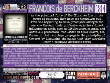 Francois de Berckheim Quote. 1814. The principal forms of the Illuminati lie in the power of opinion