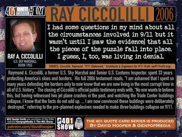 Ray Ciccolilli, US Sky Marshall, 911-truth quote. Living in denial. 401 Quote Cards by Genpopmedia