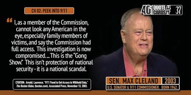 Senator Max Cleland quote about the 9/11 Commission in the 401 Quote Card Series.