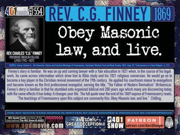 Reverend CG Finney: Obey Masonic law, and live. 401 Quote Card No. 554 by GenpopMedia.