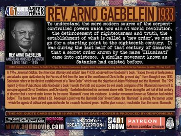 Reverend Arno Gaebelein 1933 Quote: To understand the new modern source of the serpent-controlled...