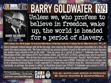 Barry Goldwater Quote: Unless we, who profess to believe in freedom, wake up, the world is headed ..