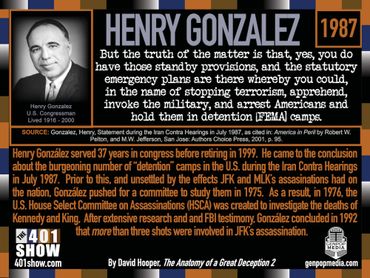 Henry Gonzalez. 1987. Warning about indefinite detention in FEMA Camps in our future. 401 Quotes.