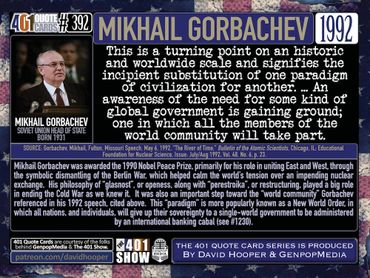 Mikhail Gorbachev on the New World Order in a 1992: This is a turning point on an historic and ...