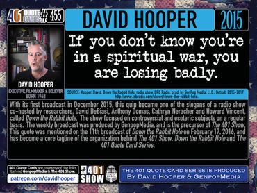 David Hooper Quote: If you don't know you're in a spiritual war, you're losing badly." 401 Quotes.