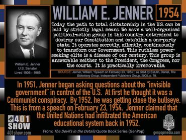 William Jenner Quote. 1954. The path to total dictatorship ... 401 Quotes by GenpopMedia.