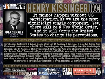 Henry Kissinger Quote on a New World Order in 1994: "It cannot happen without U.S. participation ...