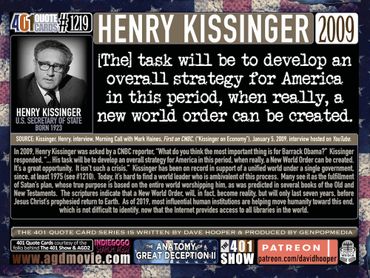 Henry Kissinger New World Order Quote: The task will be to develop an overall strategy for America