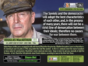 General Douglas MacArthur on the plans to merge Communism and Capitalism into one socialist system