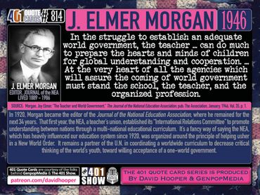 J. Elmer Morgan Quote: In the struggle to establish an adequate world government, the teacher ...